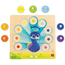 Goula - Houten Noppenpuzzel Pauw, 9st.><noscript><img width=