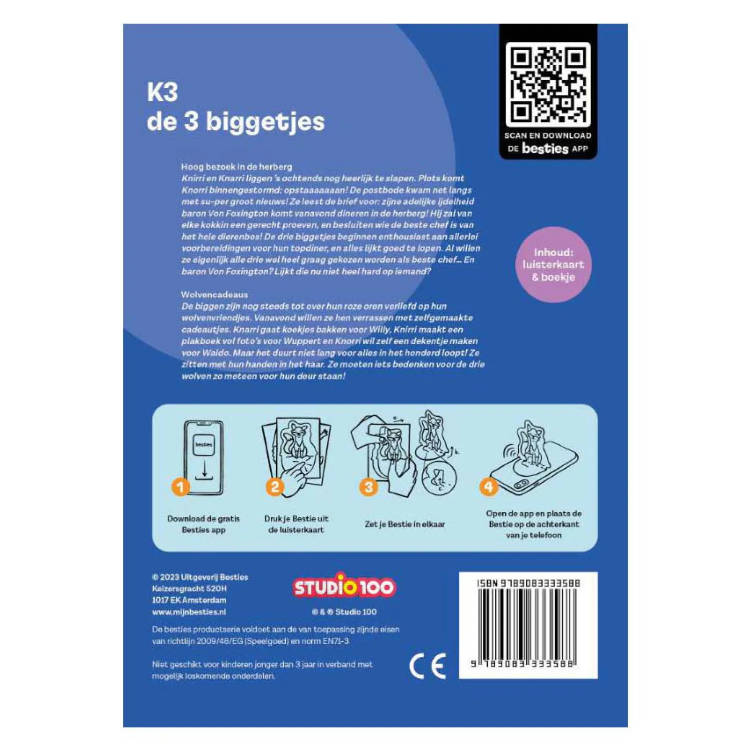 Studio 100 K3 de 3 Biggetjes Luisterkaart Boek Outlet