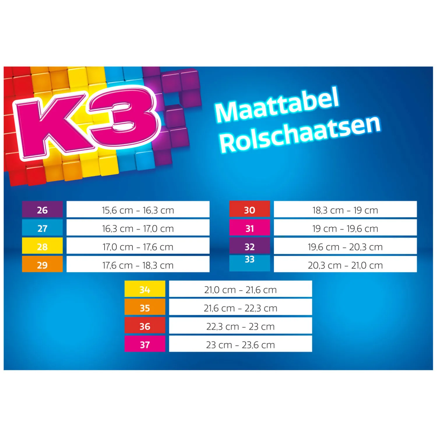 Studio 100 K3 Rolschaatsen Regenboog, maat 34-37 New