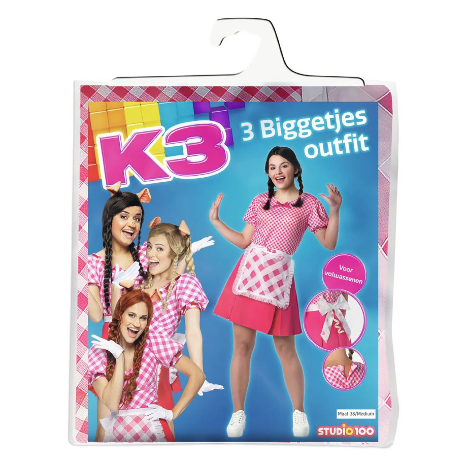 K3 Verkleedjurk voor Volwassenen - 3 biggetjes, maat 38>Studio 100 Sale