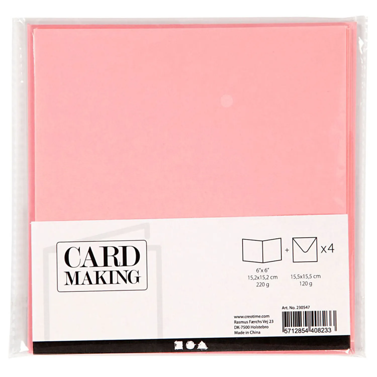 Kaarten en Enveloppen Roze, 4st.-Creativ Company Online
