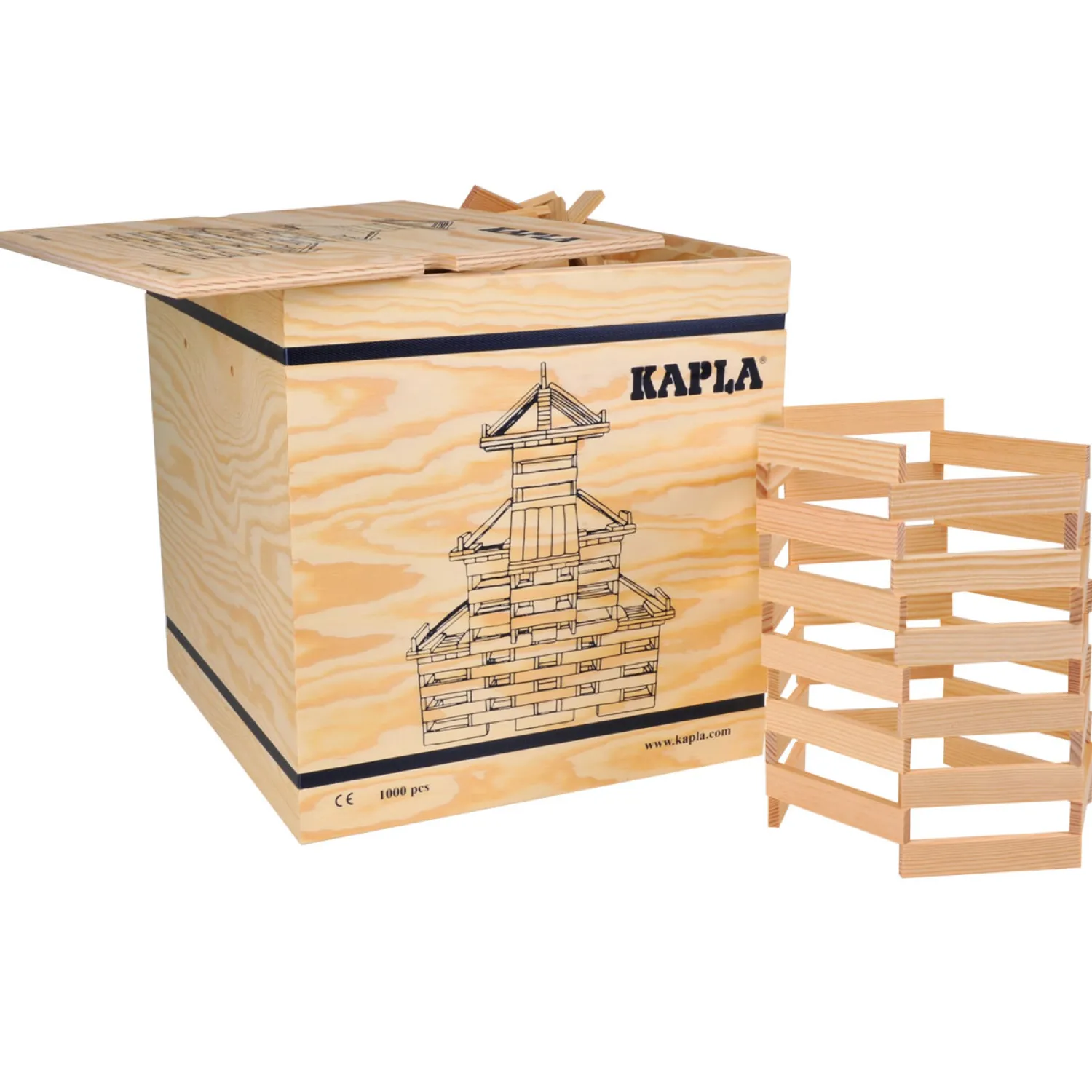 , Kist met Deksel 1000 Blanke Plankjes-Kapla