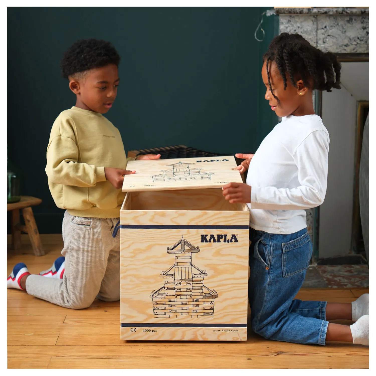 , Kist met Deksel 1000 Blanke Plankjes-Kapla