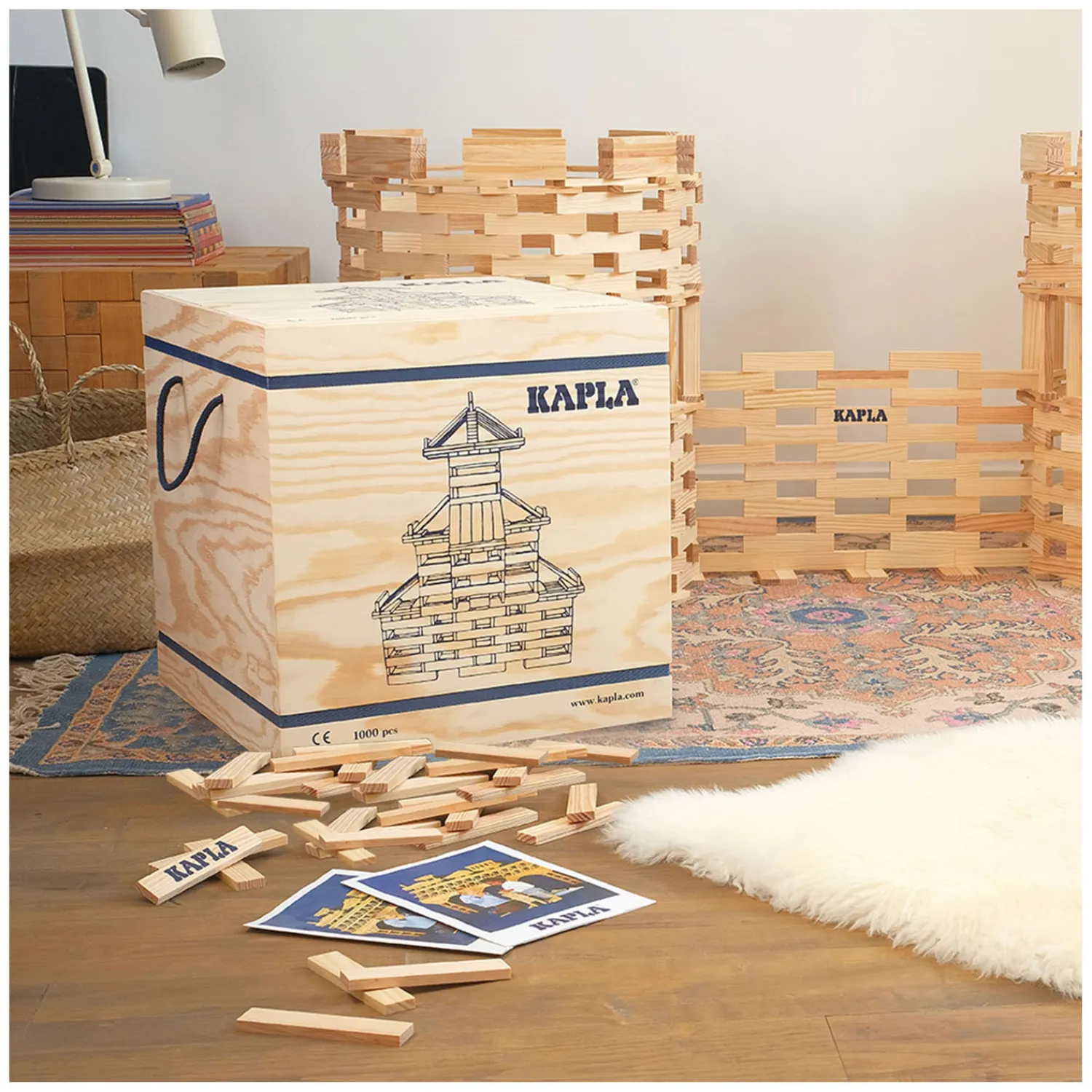 , Kist met Deksel 1000 Blanke Plankjes-Kapla