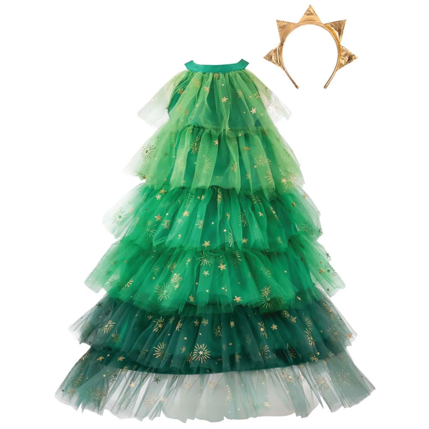 Kerstboomjurk met Haarband - 5-6 Jaar-Great Pretenders Best