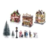 Kerstdorp met Led set, 17dlg.>