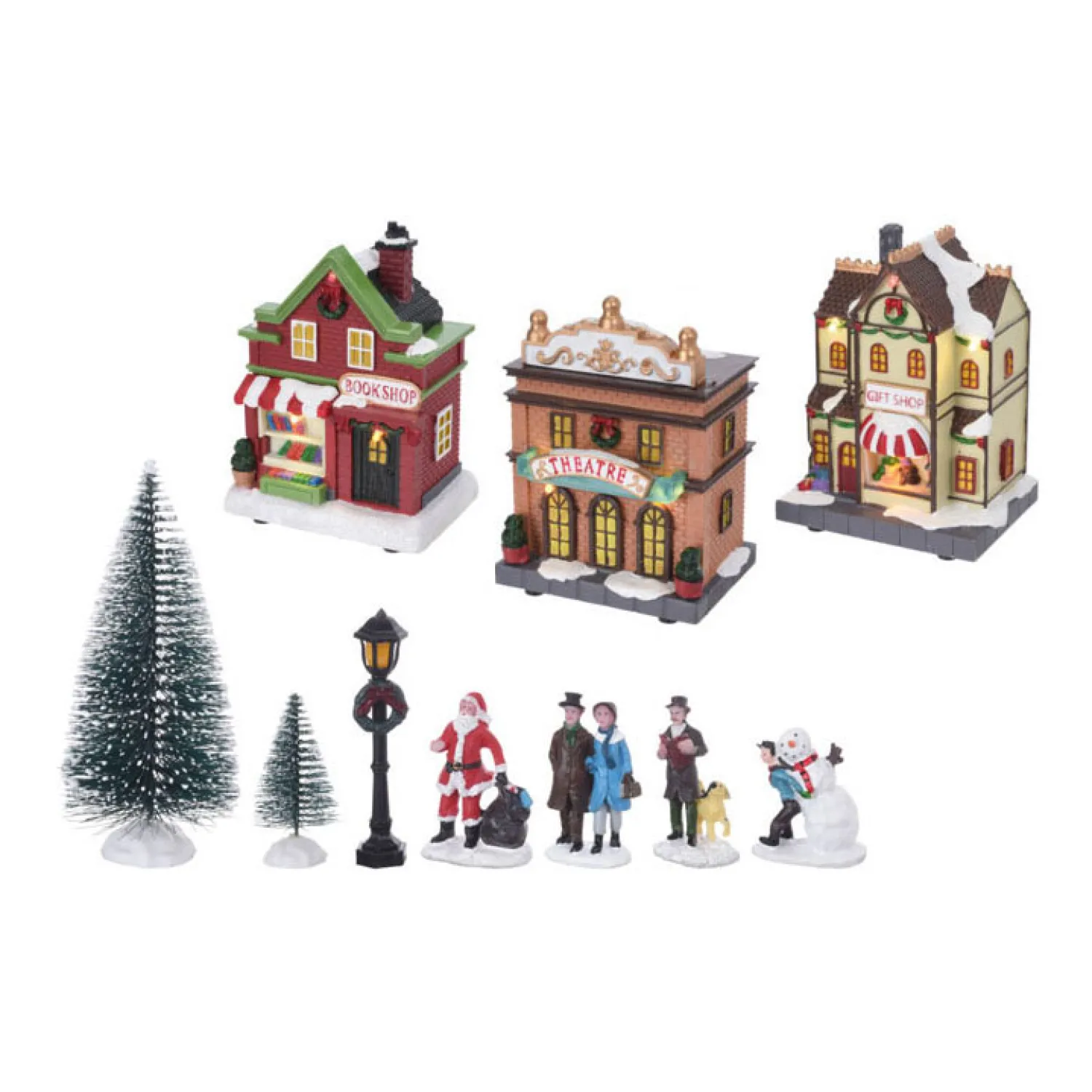 Kerstdorp met Led set, 17dlg.>