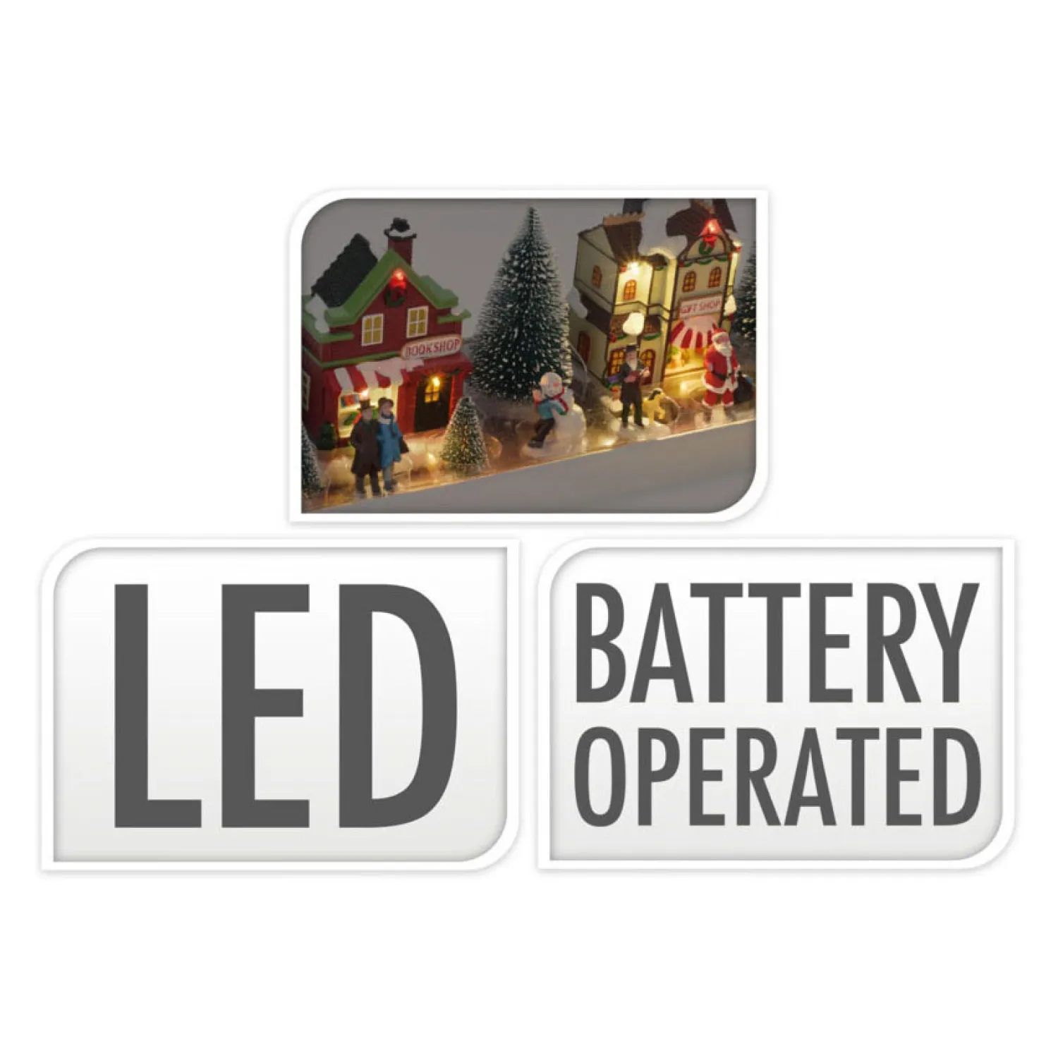 Kerstdorp met Led set, 17dlg.>