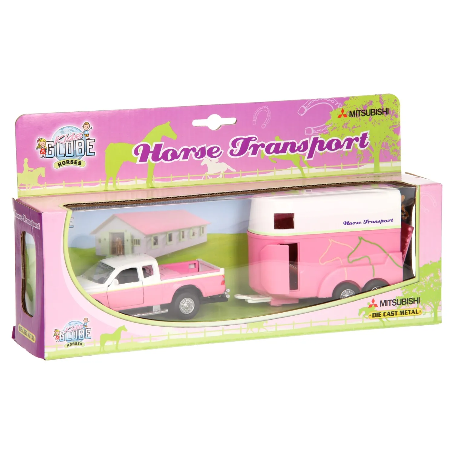 Kids Globe Die-cast Auto met Paardentrailer Roze, 1:32 Sale