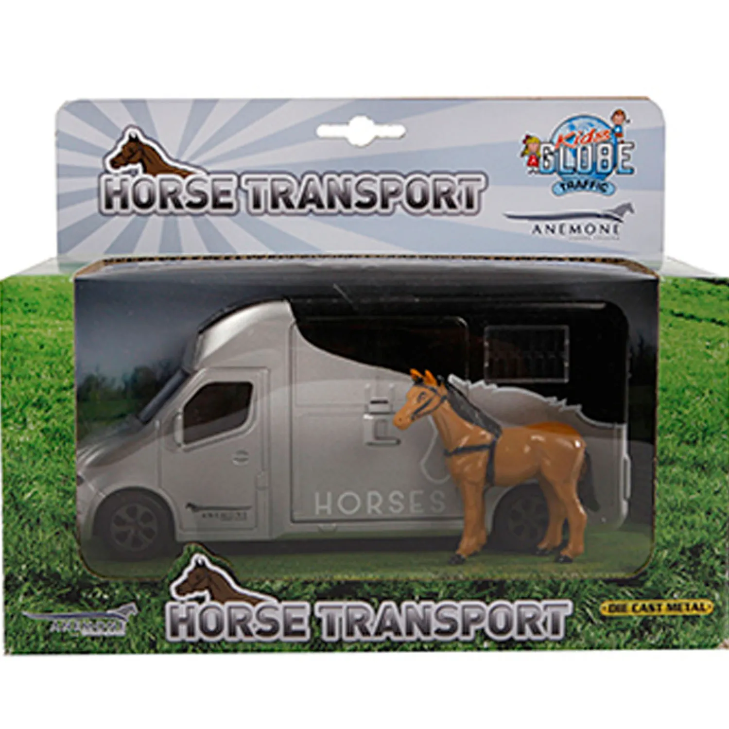 Kids Globe Die-cast Paardentruck met Licht en Geluid Grijs Hot