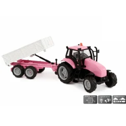 Kids Globe Die-cast Tactor met Aanhanger - Roze Sale