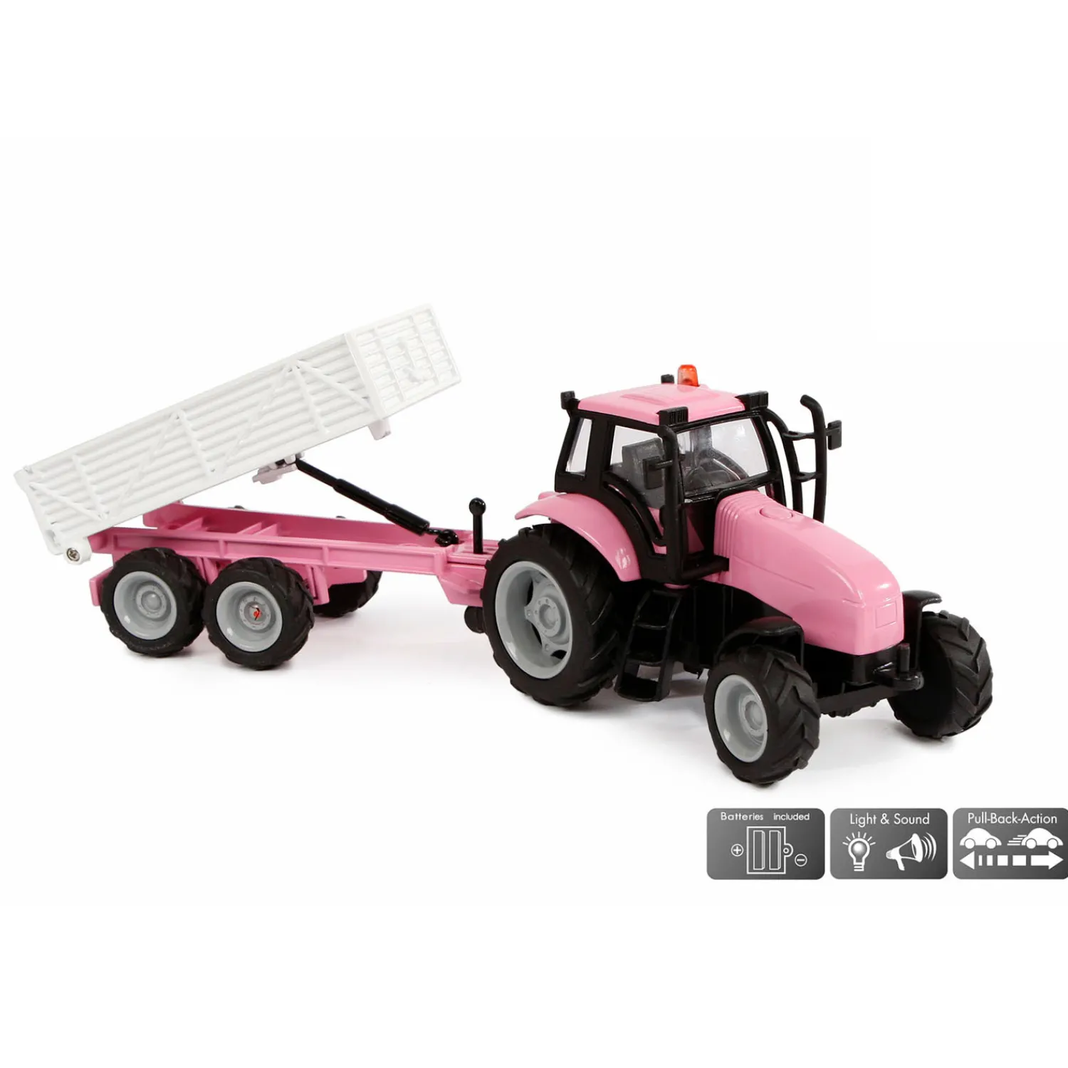 Kids Globe Die-cast Tactor met Aanhanger - Roze Sale