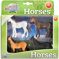 Paarden, 4st. 1:32-Kids Globe Hot