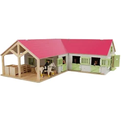 Kids Globe Paardenhoekstal met 3 Boxen en Berging Roze 1:24 Clearance