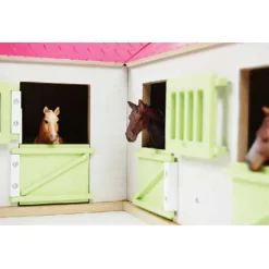 Kids Globe Paardenhoekstal met 3 Boxen en Berging Roze 1:24 Clearance