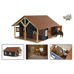 Kids Globe Paardenstal met 2 Boxen en Berging, 1:24 Hot