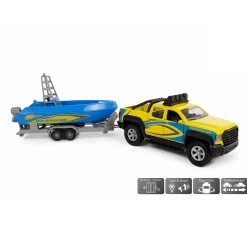 Terreinwagen met Trailer en Boot, 29cm>Kids Globe Online