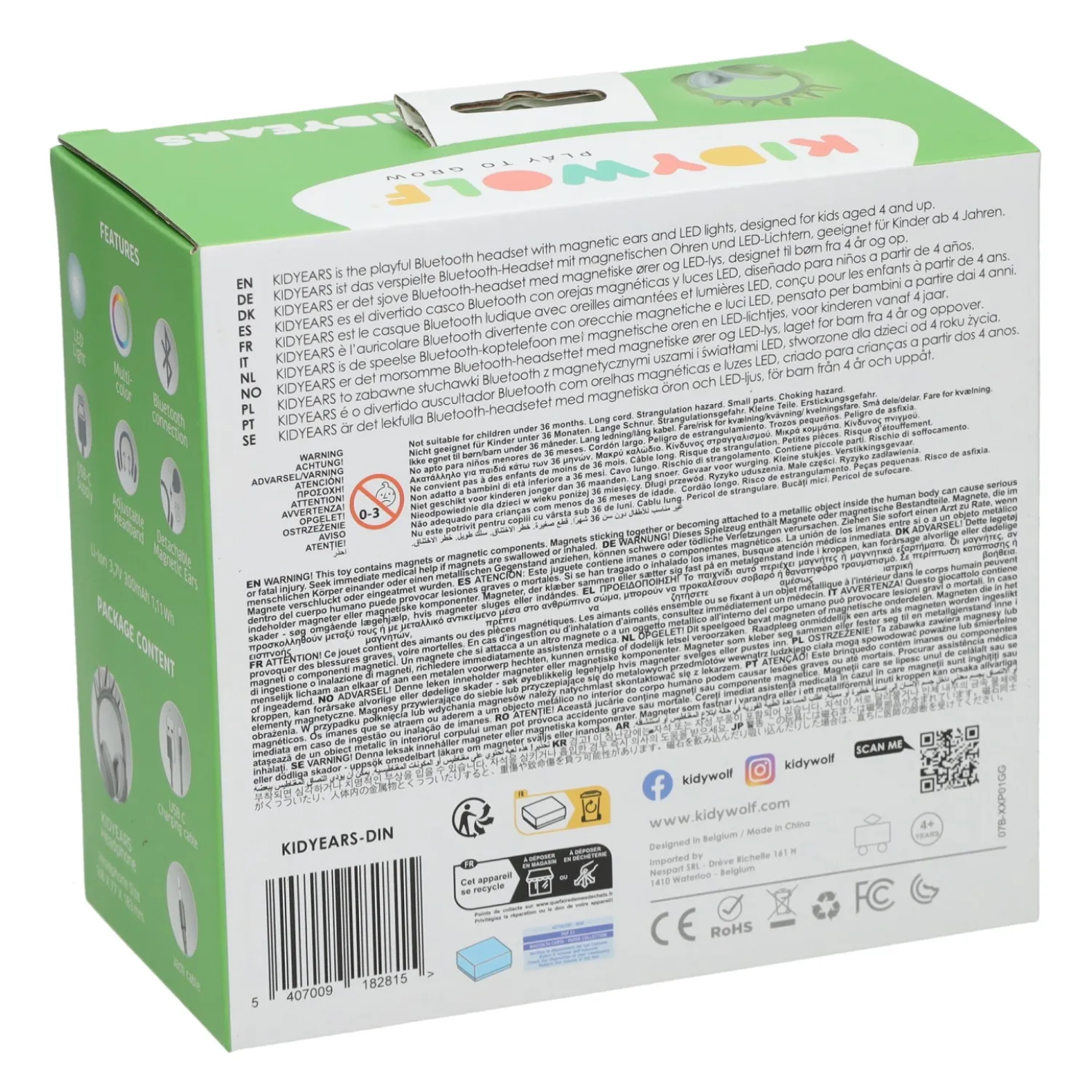 Kidywolf Kidyears Bluetooth Headset Groen