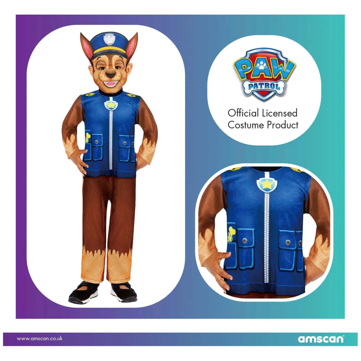 Kinderkostuum PAW Patrol Chase, 3-4 jaar- Sale