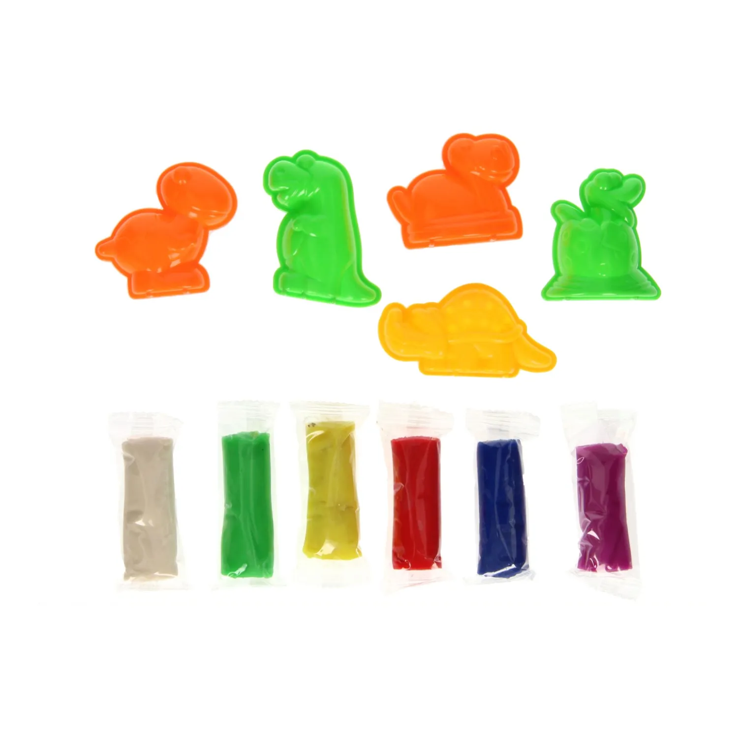 Kleiset in Opbergbox Dino Vormen - 6 Kleuren Klei-