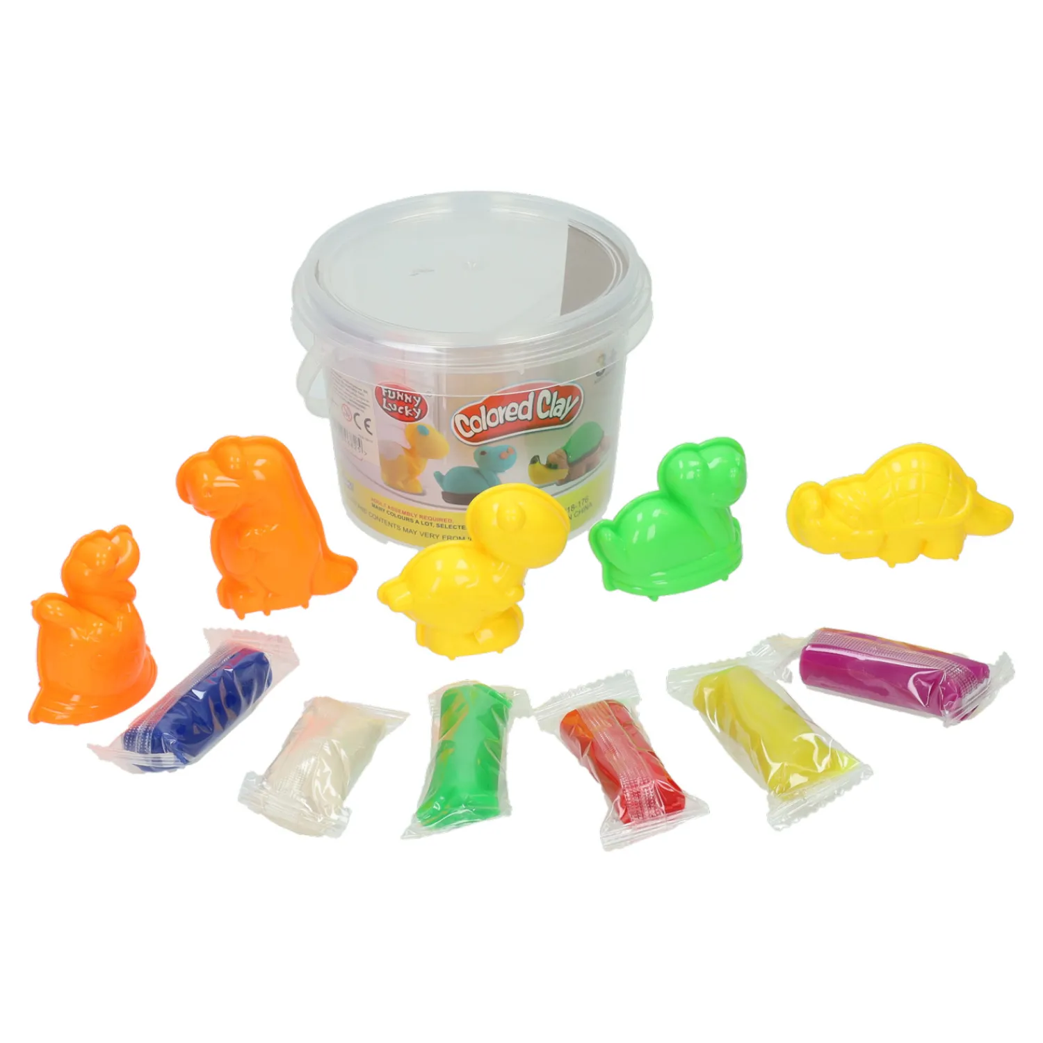 Kleiset in Opbergbox Dino Vormen - 6 Kleuren Klei-