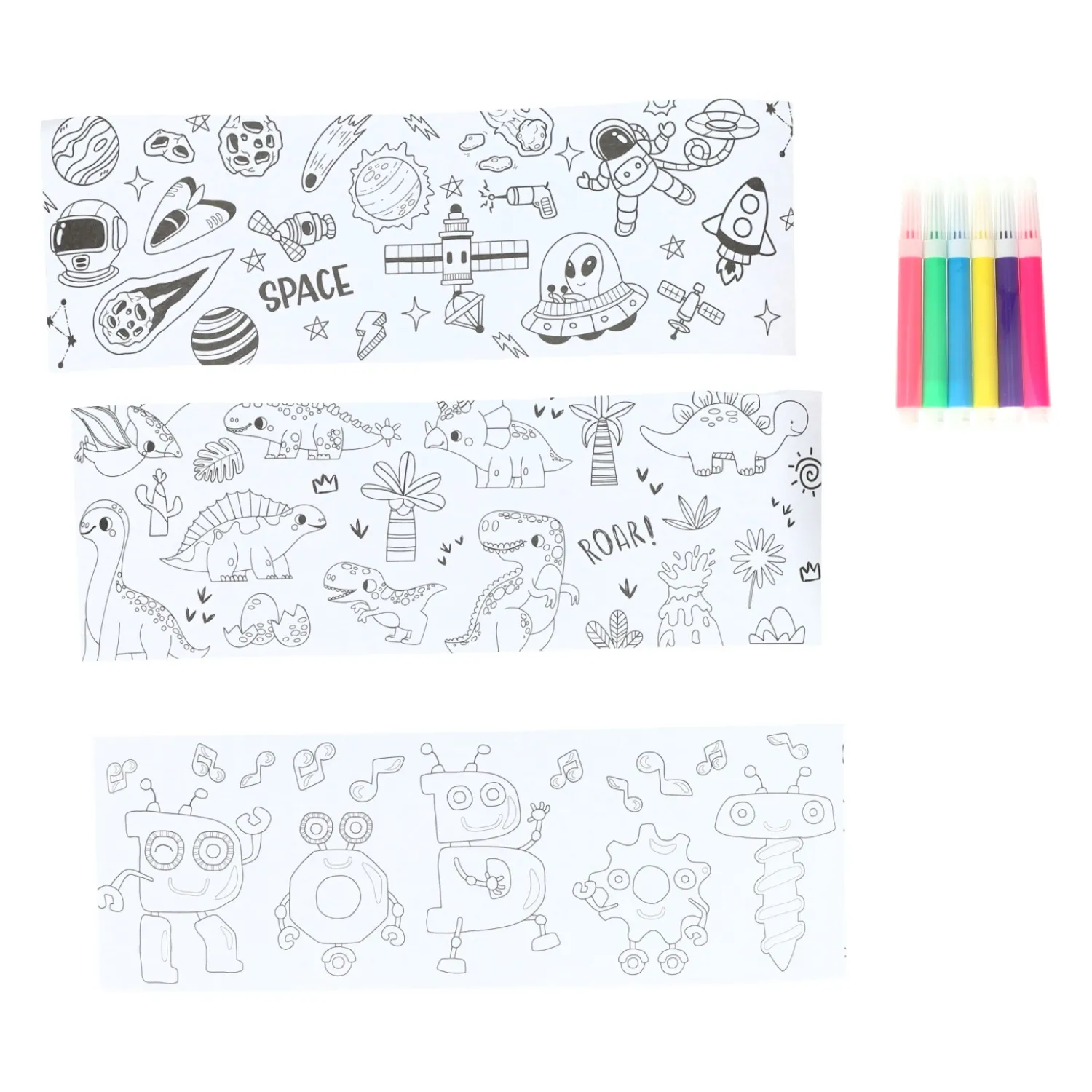 Kleur je eigen Beker Dino's Robots Ruimtevaartplaatjes - incl 6 stiften- Clearance