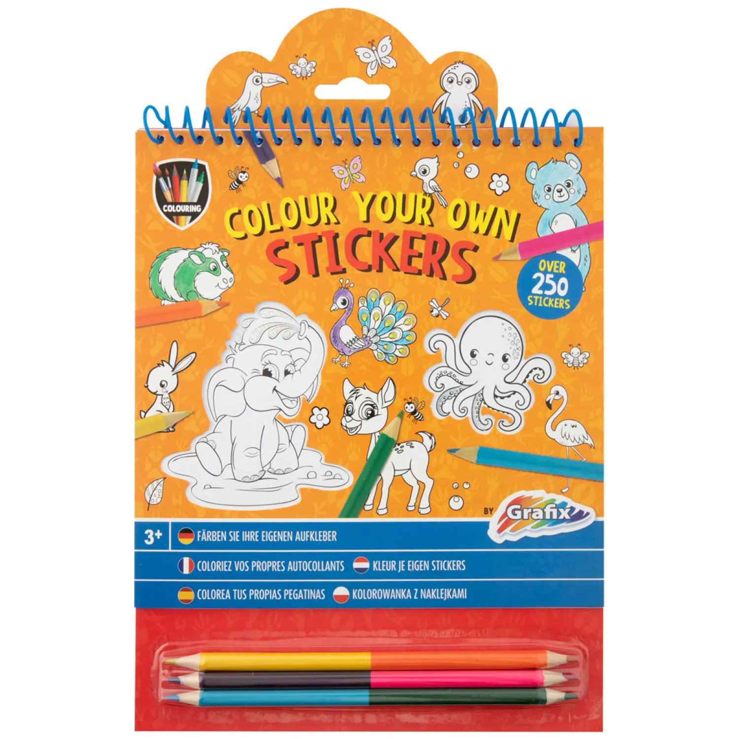 Kleur je Eigen Stickers met Kleurpotloden Dieren, 250st.-Creative Craft Group