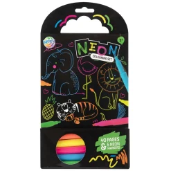 Kleurboek Dieren met 5 Neon Stiften, 40 Vellen-Creative Craft Group Outlet