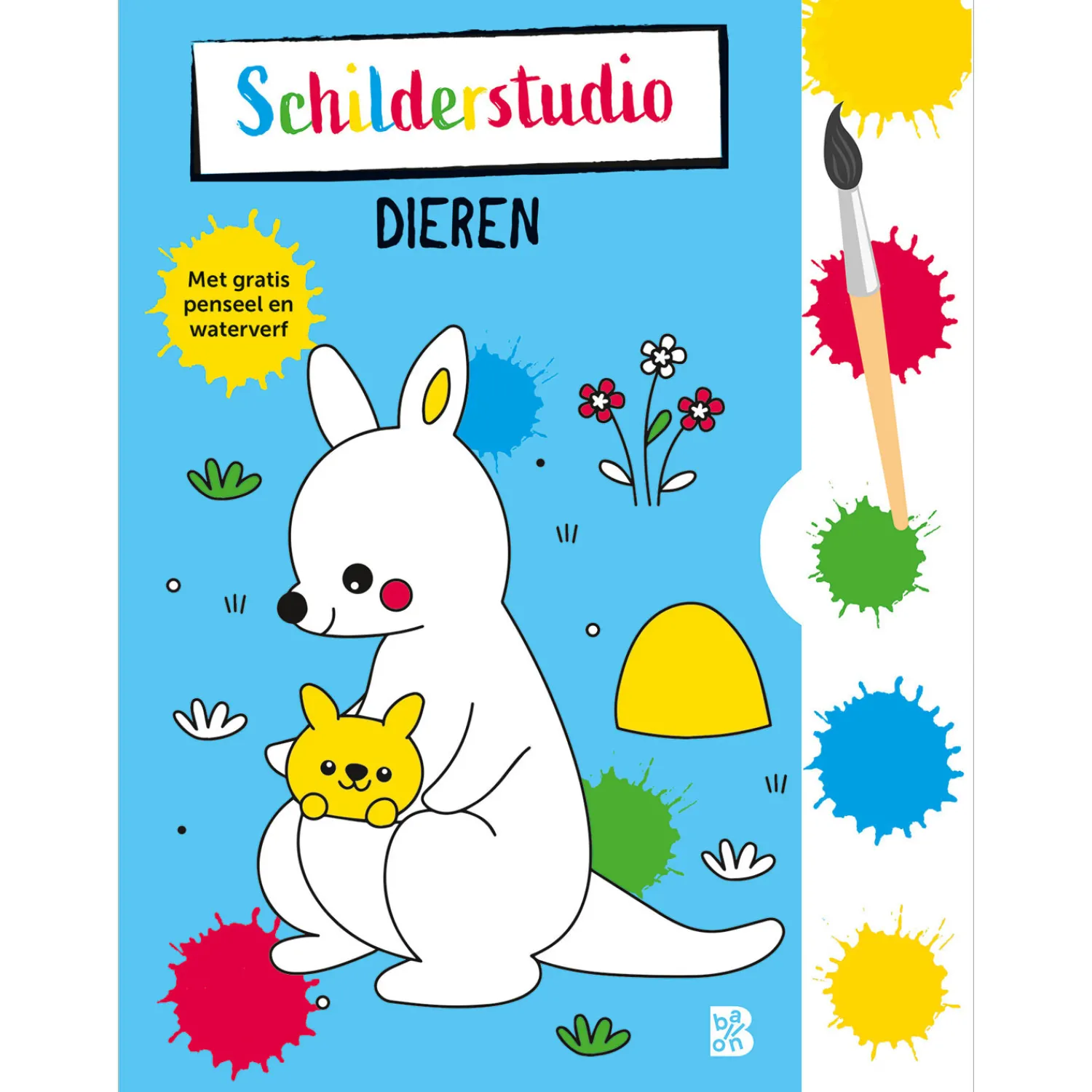 Standaard Uitgeverij Kleurboek met Verfpalet en Penseel Dieren Hot