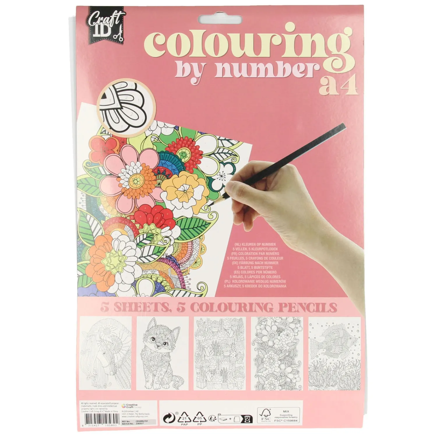 Creative Craft Group Kleuren op Nummer met 5 Kleurpotloden New