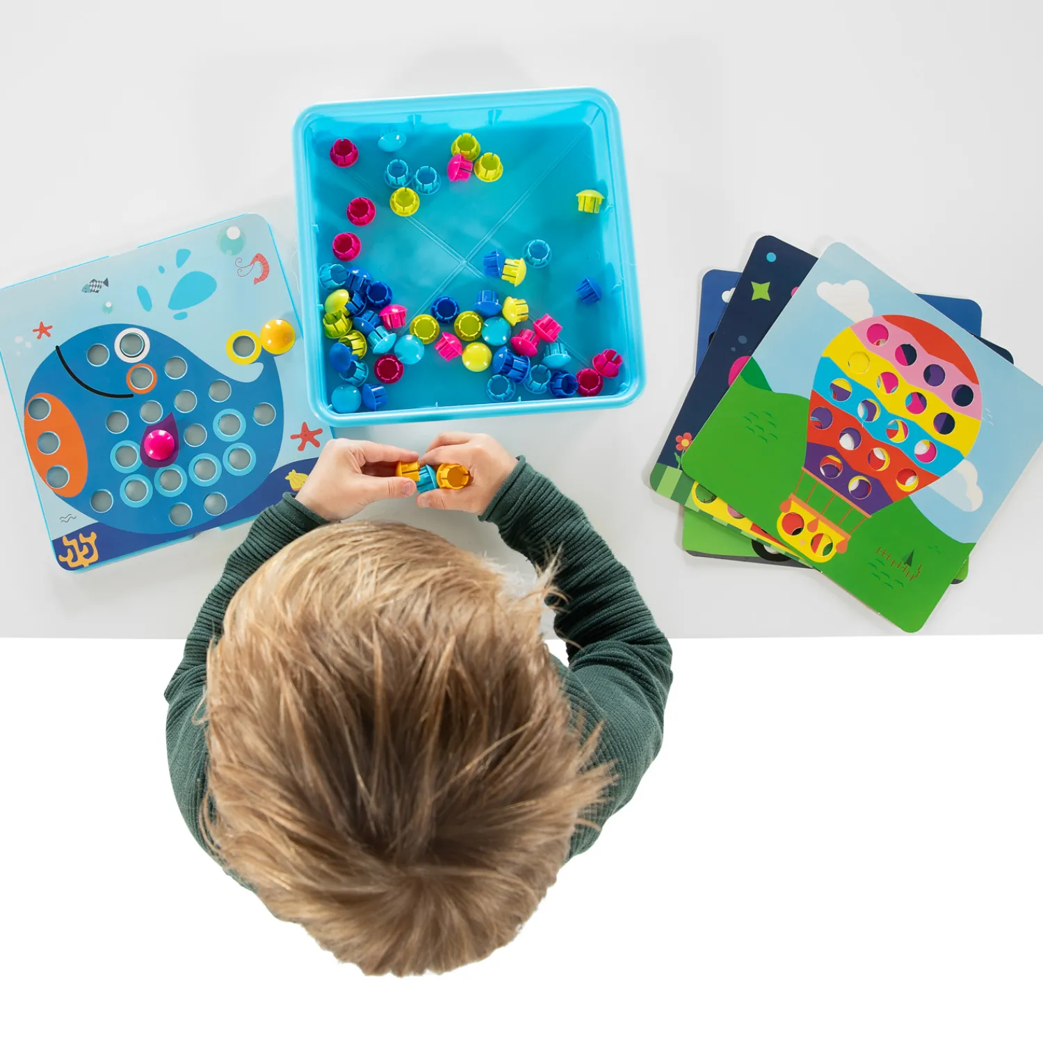 Kleurenbuttons met Opbergbox Blauw, 55dlg.- Discount