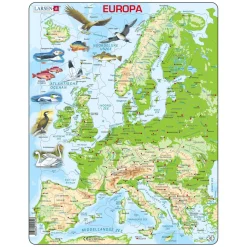 Larsen Legpuzzel Kaart Europa - Geografisch met Dieren, 87st.>Selecta