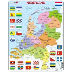 Selecta Larsen Legpuzzel Kaart Nederland met Provincies en Vlaggen, 48st.