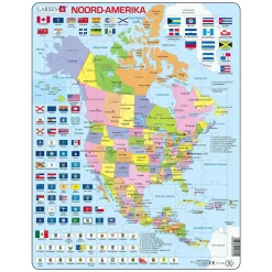 Selecta Larsen Legpuzzel Kaart Noord, Amerika met Staten en Vlaggen, 70st. Discount