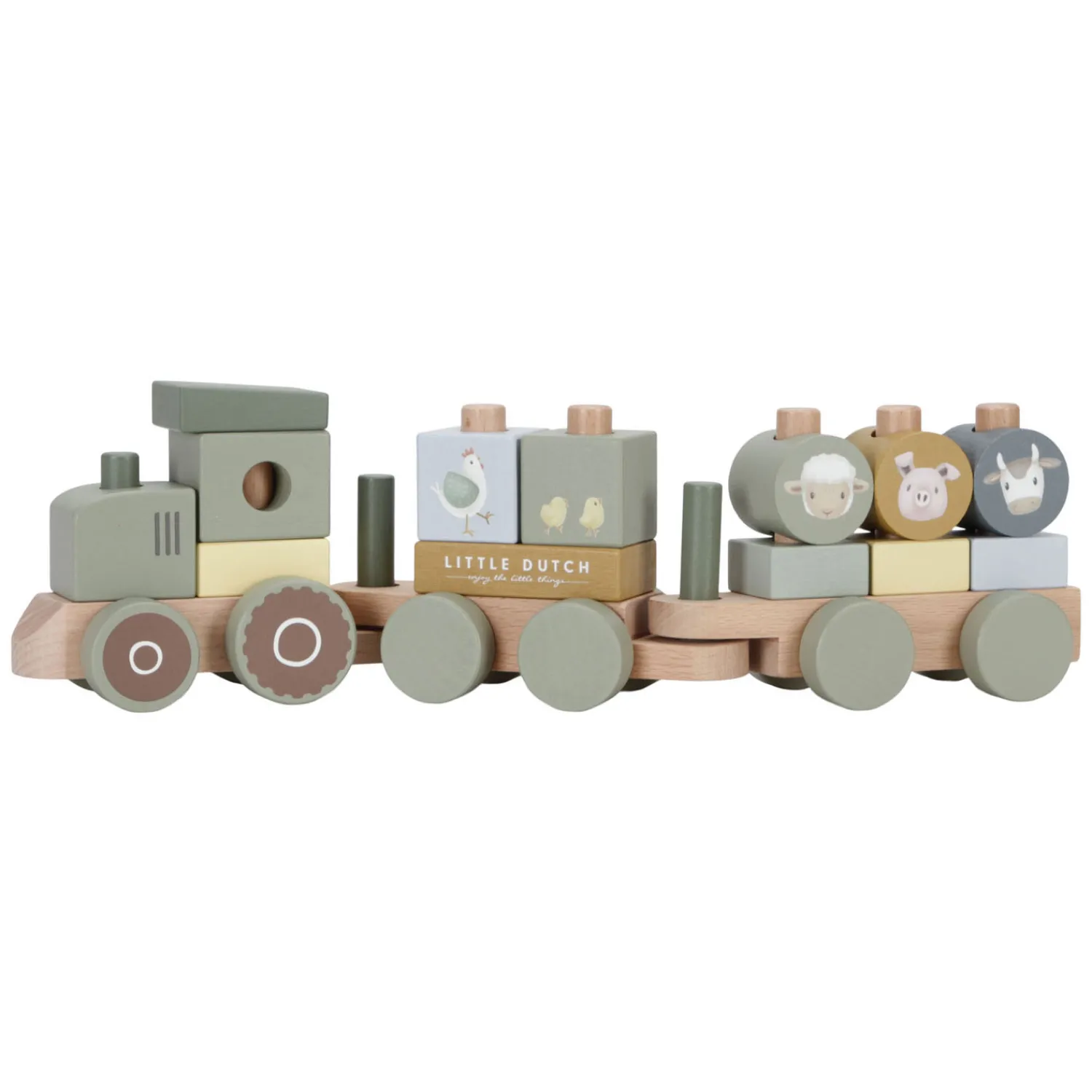 Little Dutch Houten Blokkentrein Tractor Little Farm FSC Best