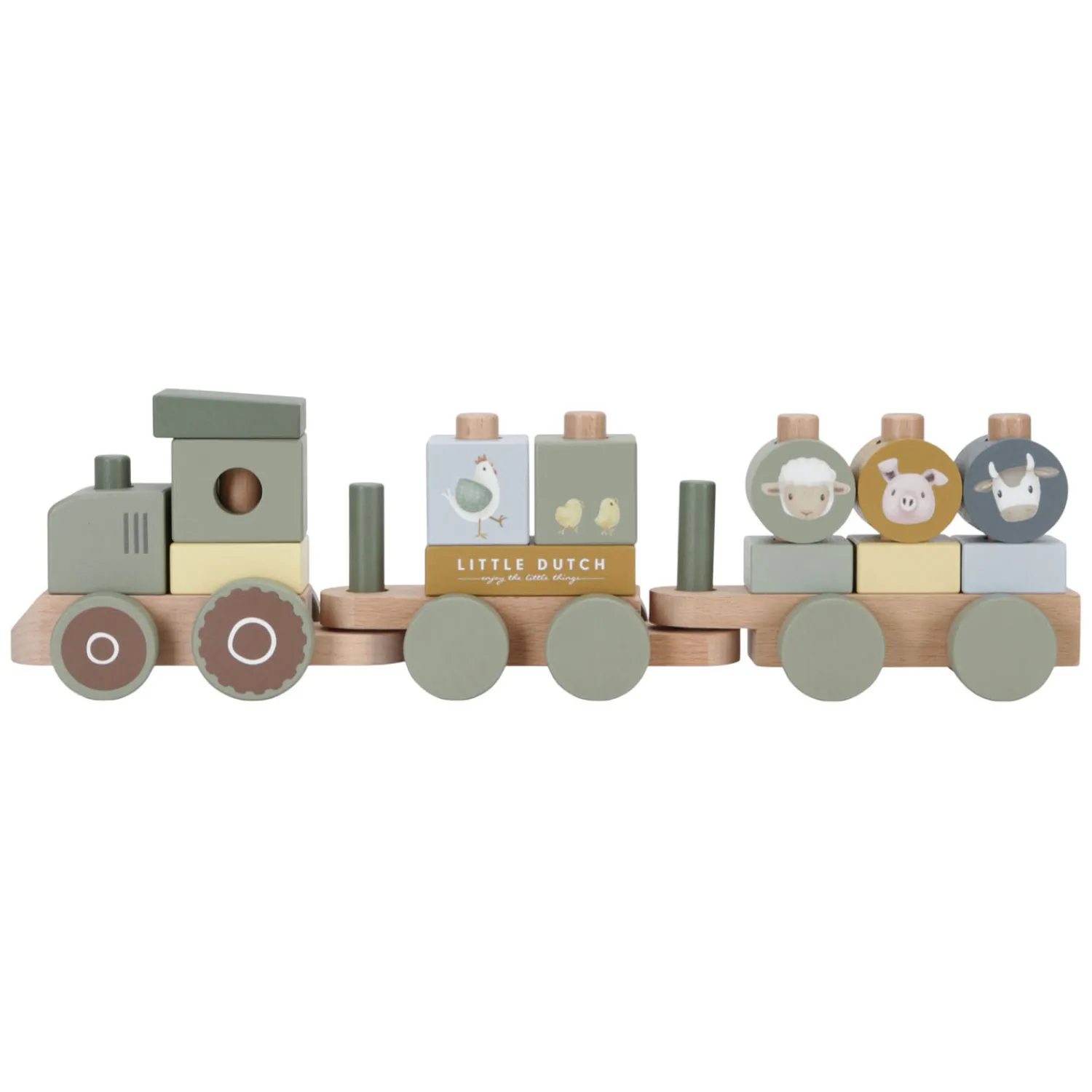 Little Dutch Houten Blokkentrein Tractor Little Farm FSC Best