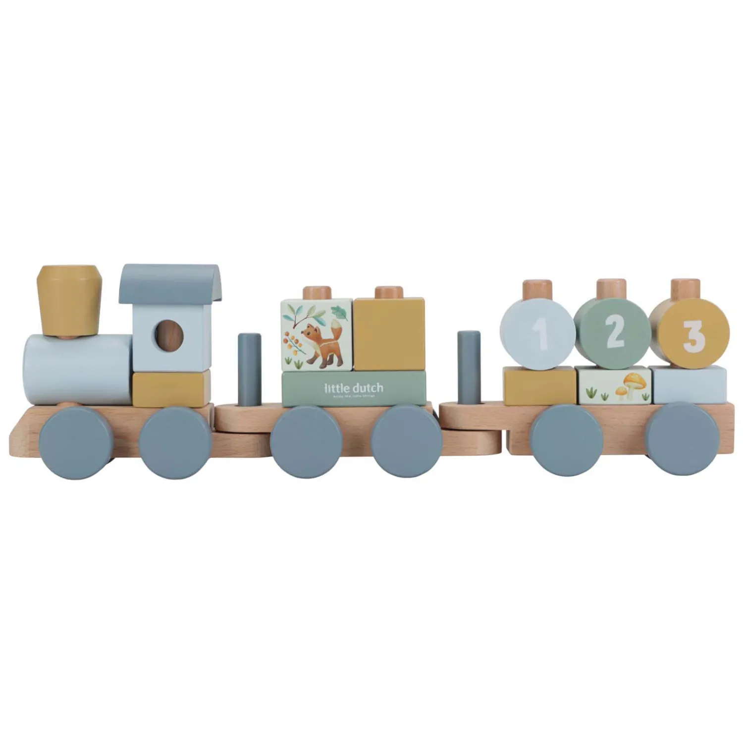 Houten Blokkentrein Forest Friends FSC, 17dlg.-Little Dutch New
