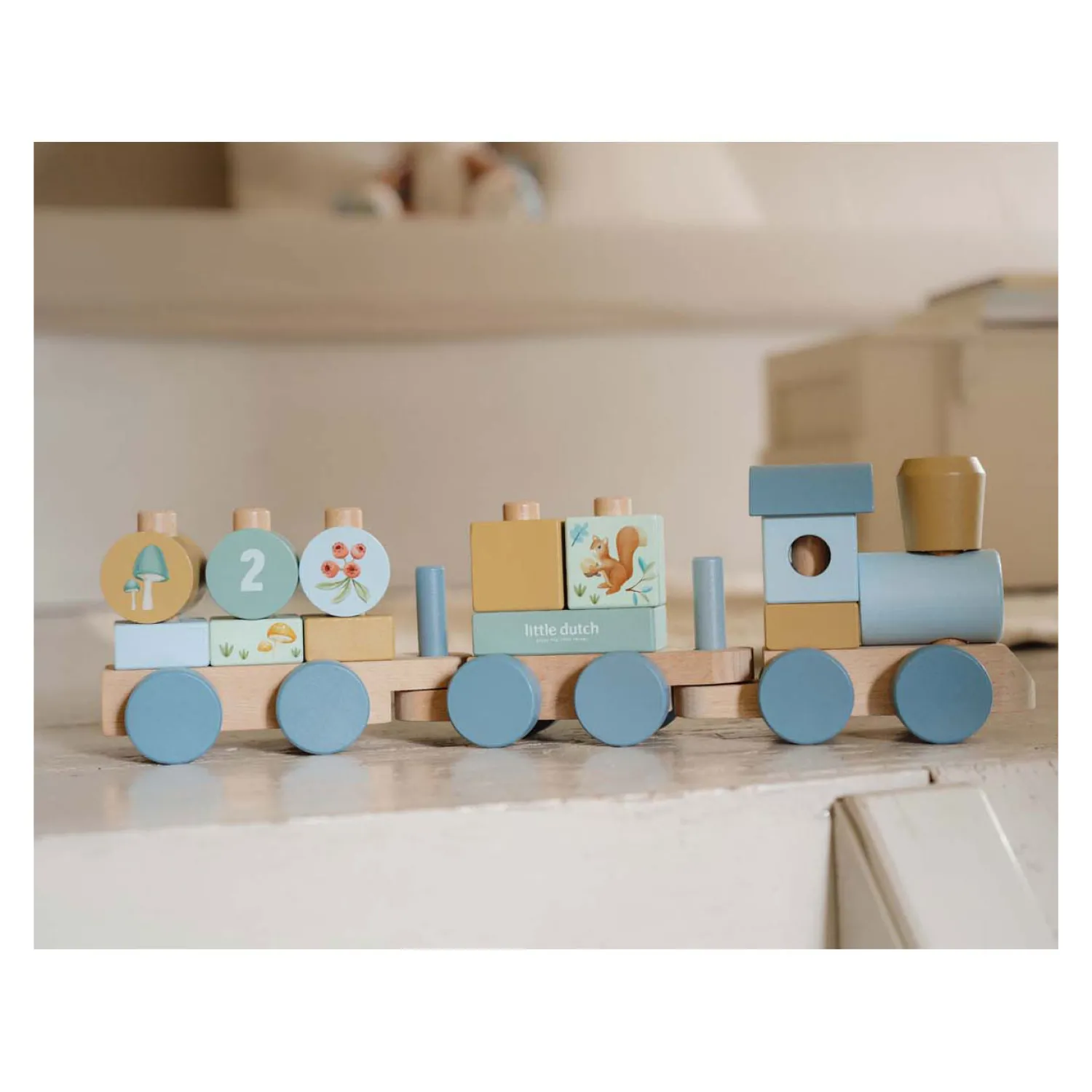 Houten Blokkentrein Forest Friends FSC, 17dlg.-Little Dutch New