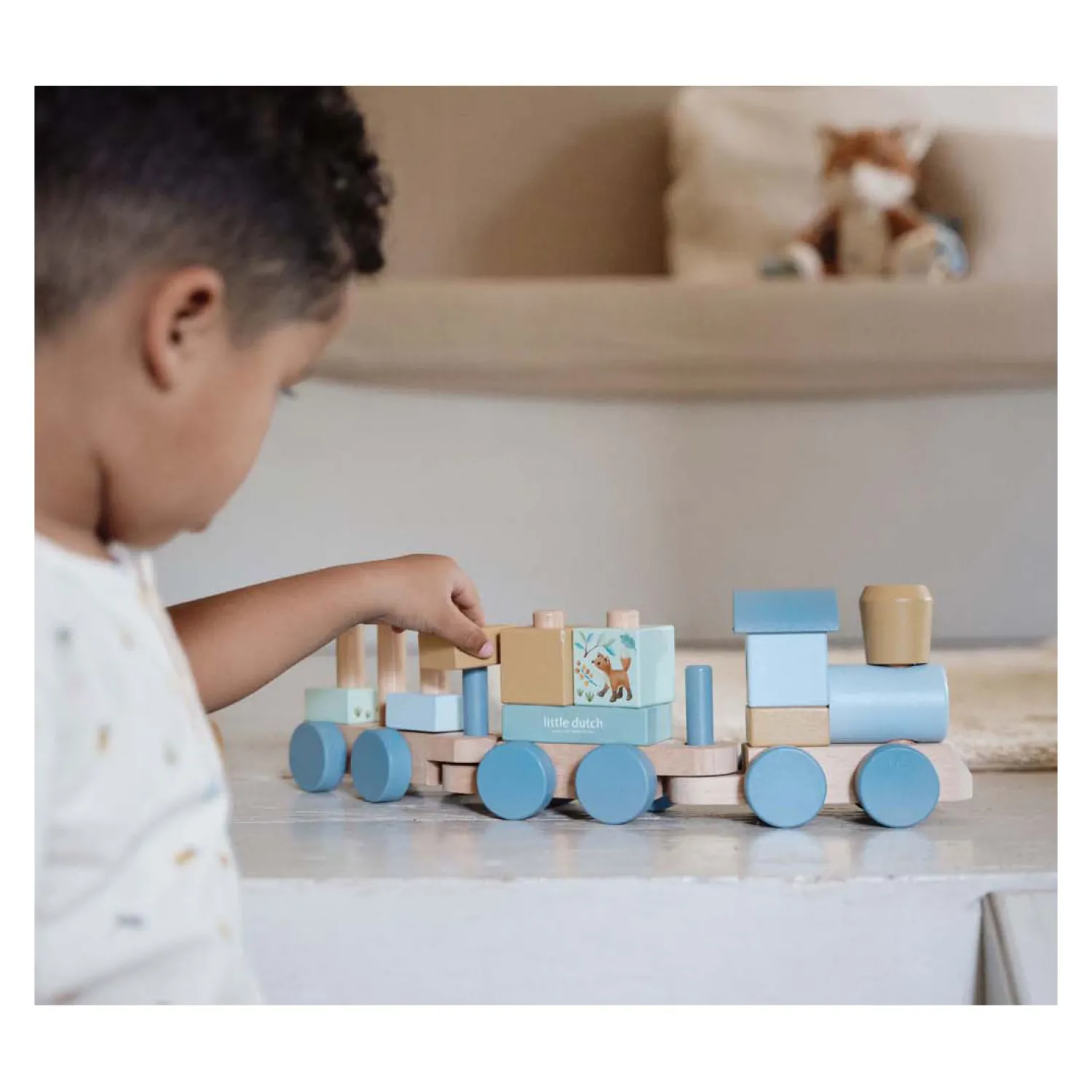 Houten Blokkentrein Forest Friends FSC, 17dlg.-Little Dutch New