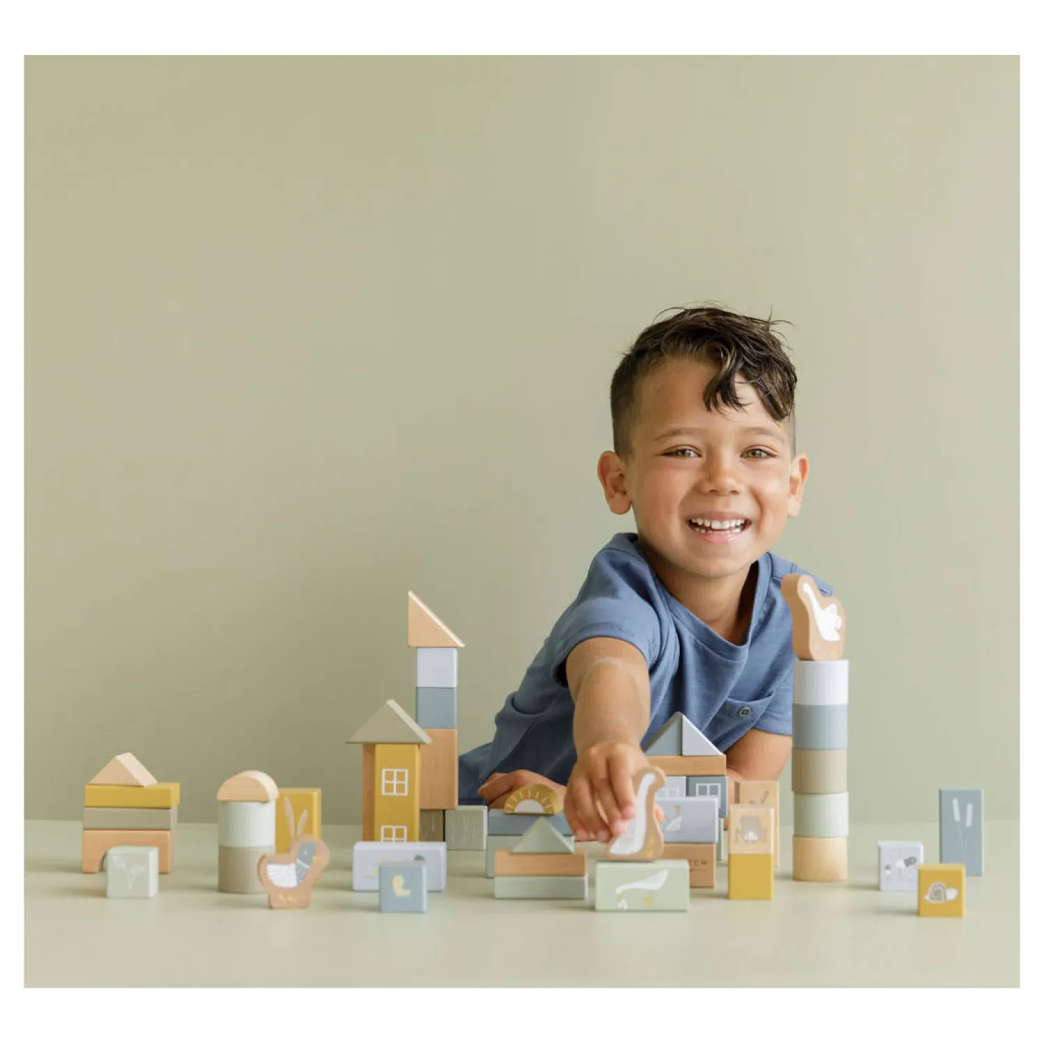 Little Dutch Houten Bouwblokken Blauw in Emmer, 50dlg. Discount