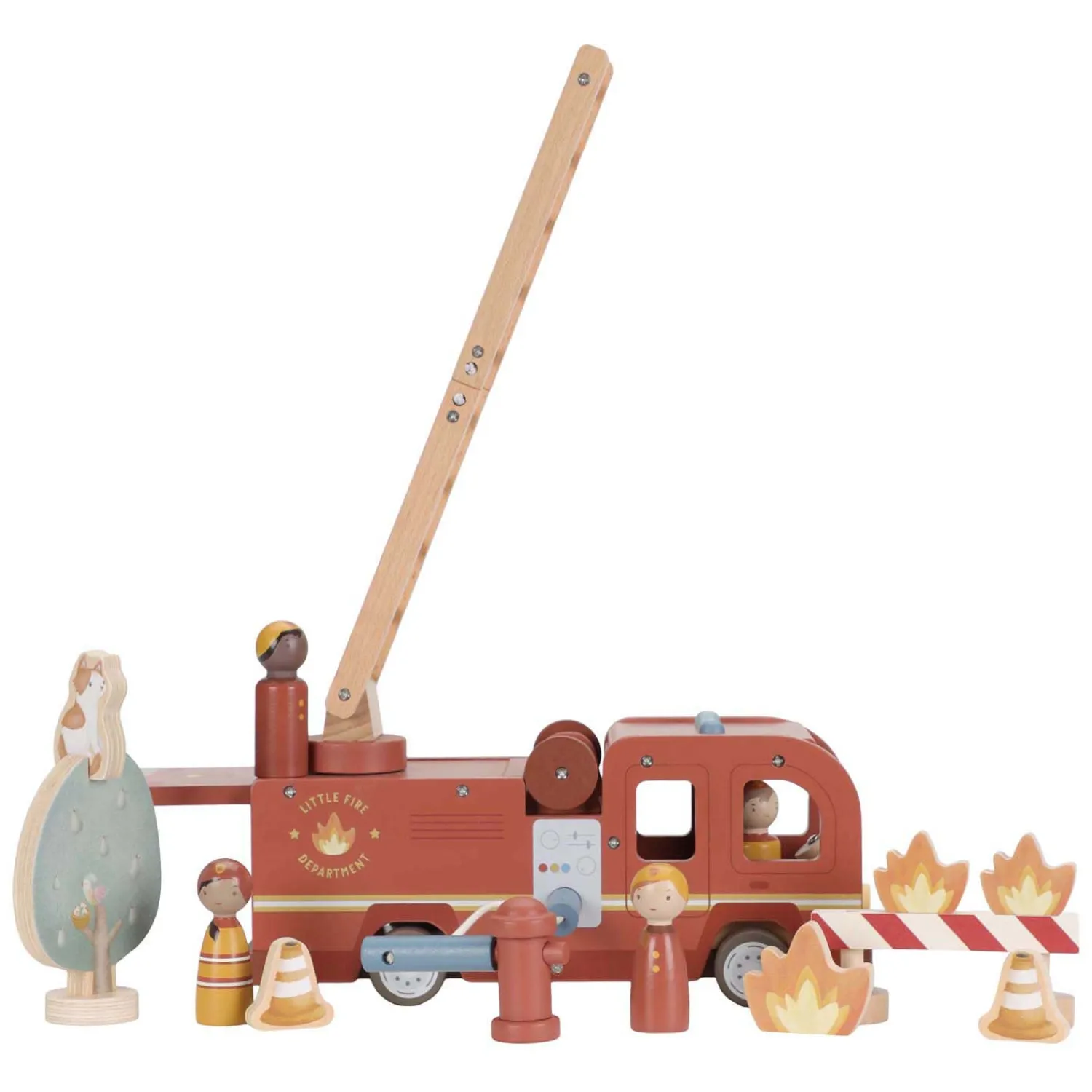 Houten Brandweerwagenset met Poppetje FSC>Little Dutch Clearance