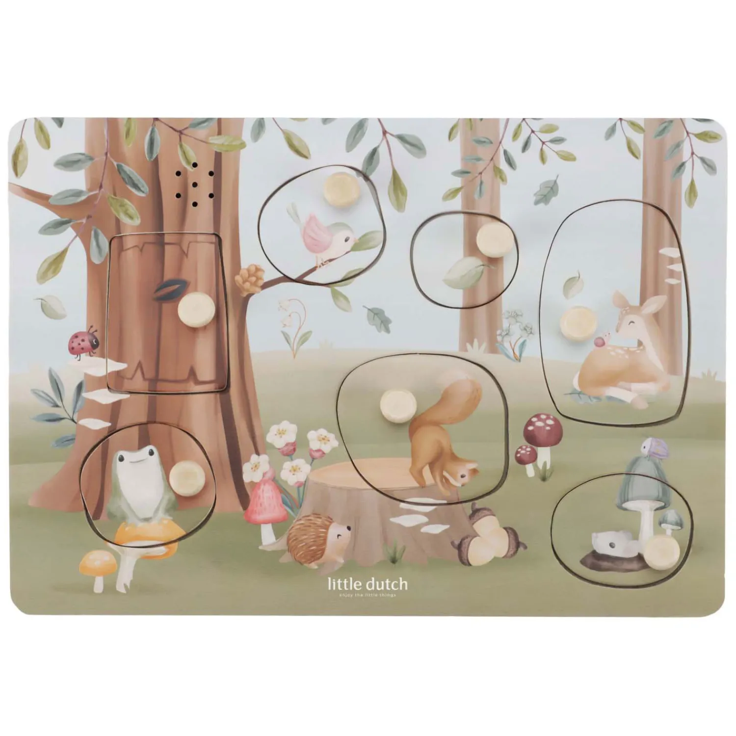 Houten Geluidenpuzzel Hout Forest Friends FSC, 7st.>Little Dutch Online