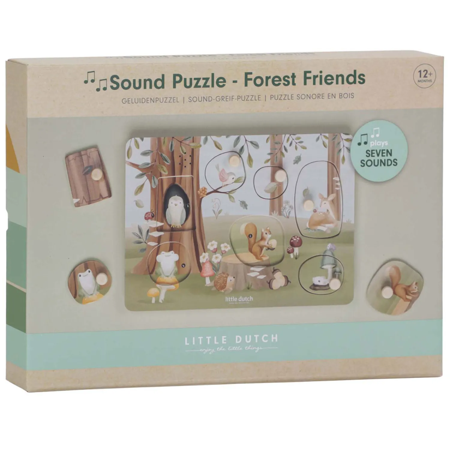 Houten Geluidenpuzzel Hout Forest Friends FSC, 7st.>Little Dutch Online