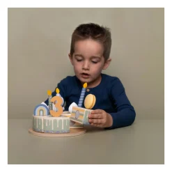 Houten Verjaardagstaart Blauw FSC-Little Dutch