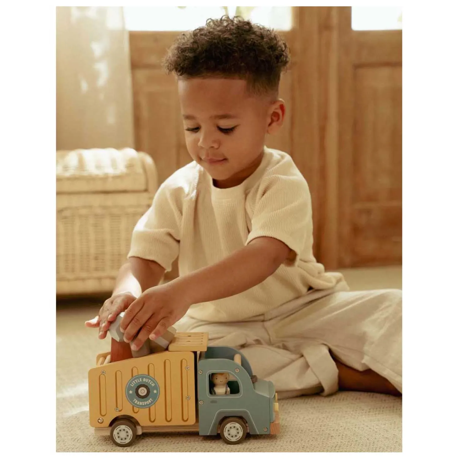 Houten Vuilniswagenset met Poppetje FSC>Little Dutch New