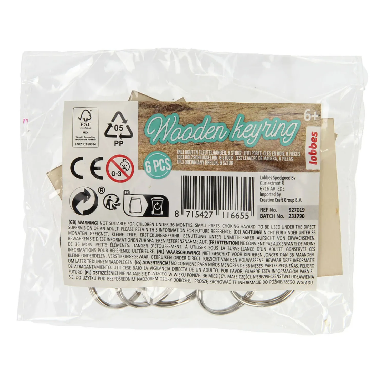 Lobbes Houten Sleutelhangers, 6st. Discount