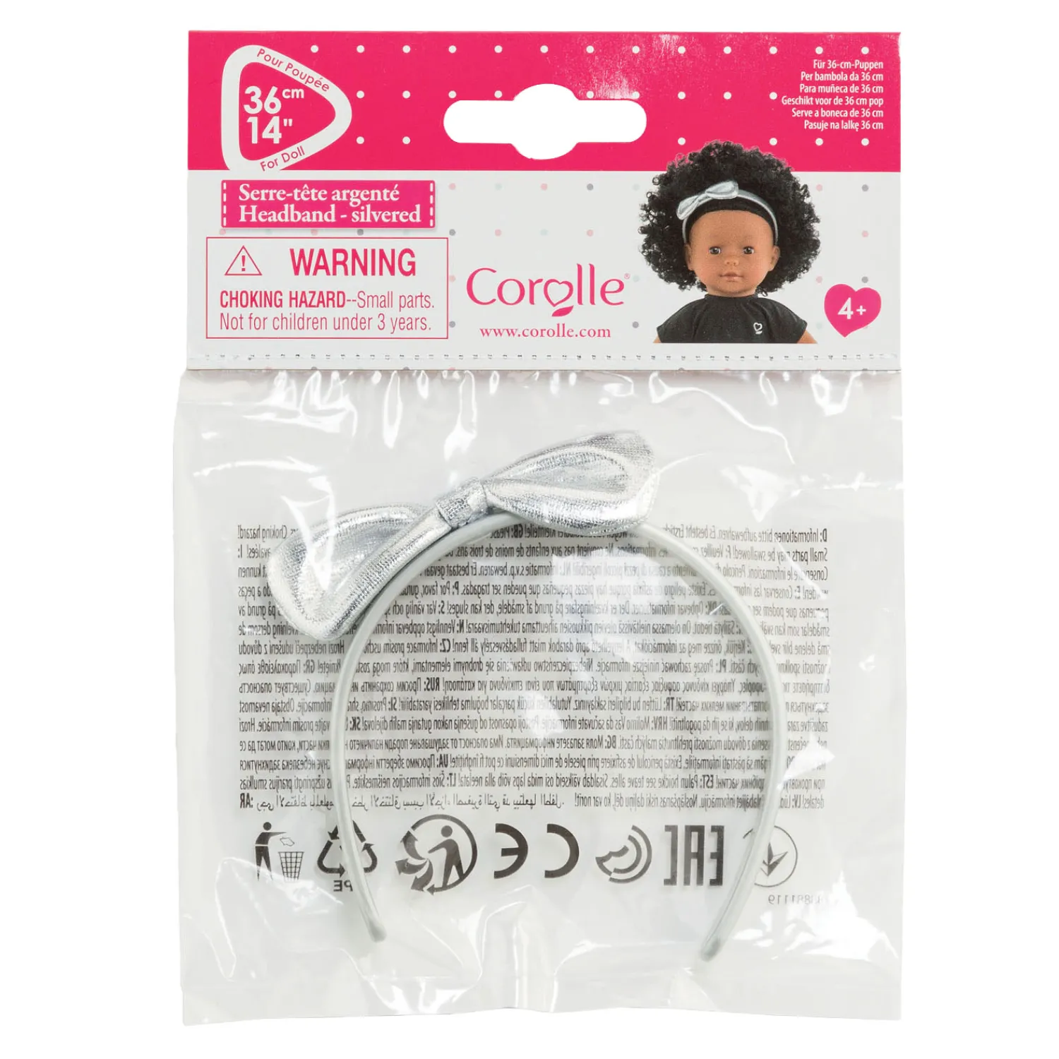 Corolle Ma Haarband met Strik Zilver, 36cm Best