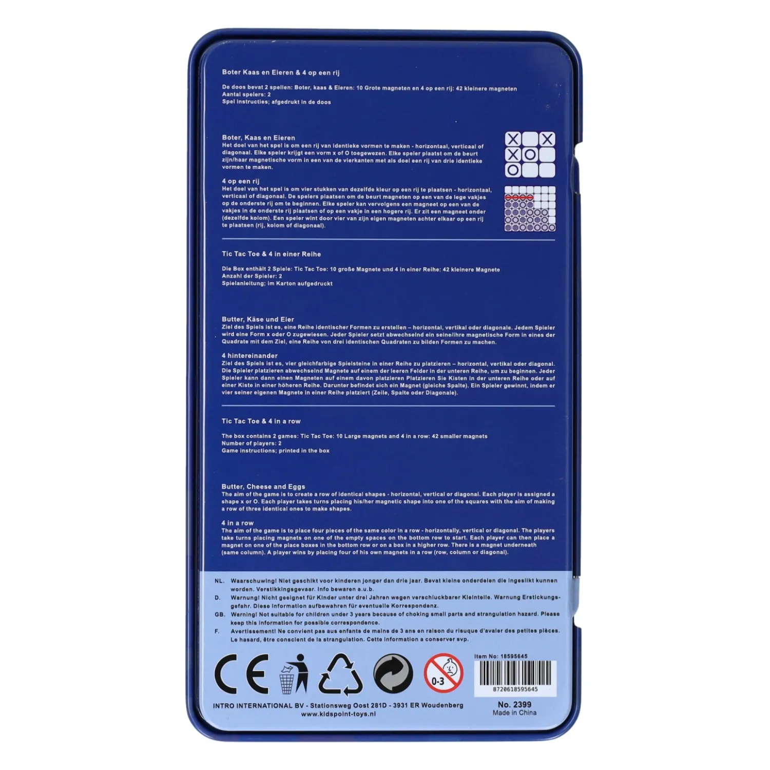 Magnetische Reisspel in Blik Tic, Tac, Toe & 4 op een Rij> New