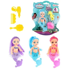 Mermaids Zeemeerminpop met Kammetjes, 12cm-Toi-Toys New