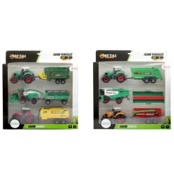 Metal Tractor met Aanhanger, 6dlg.>Toi-Toys Online